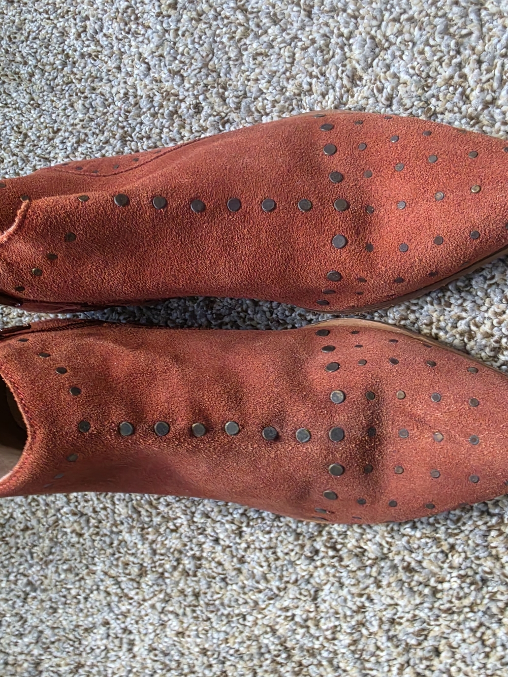 Free People Rust Orange Suede Studded Ankle Booties